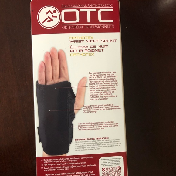 Left Night wrist splint, quality fabric and support. 2 adjustable Velcro straps - Picture 3 of 7